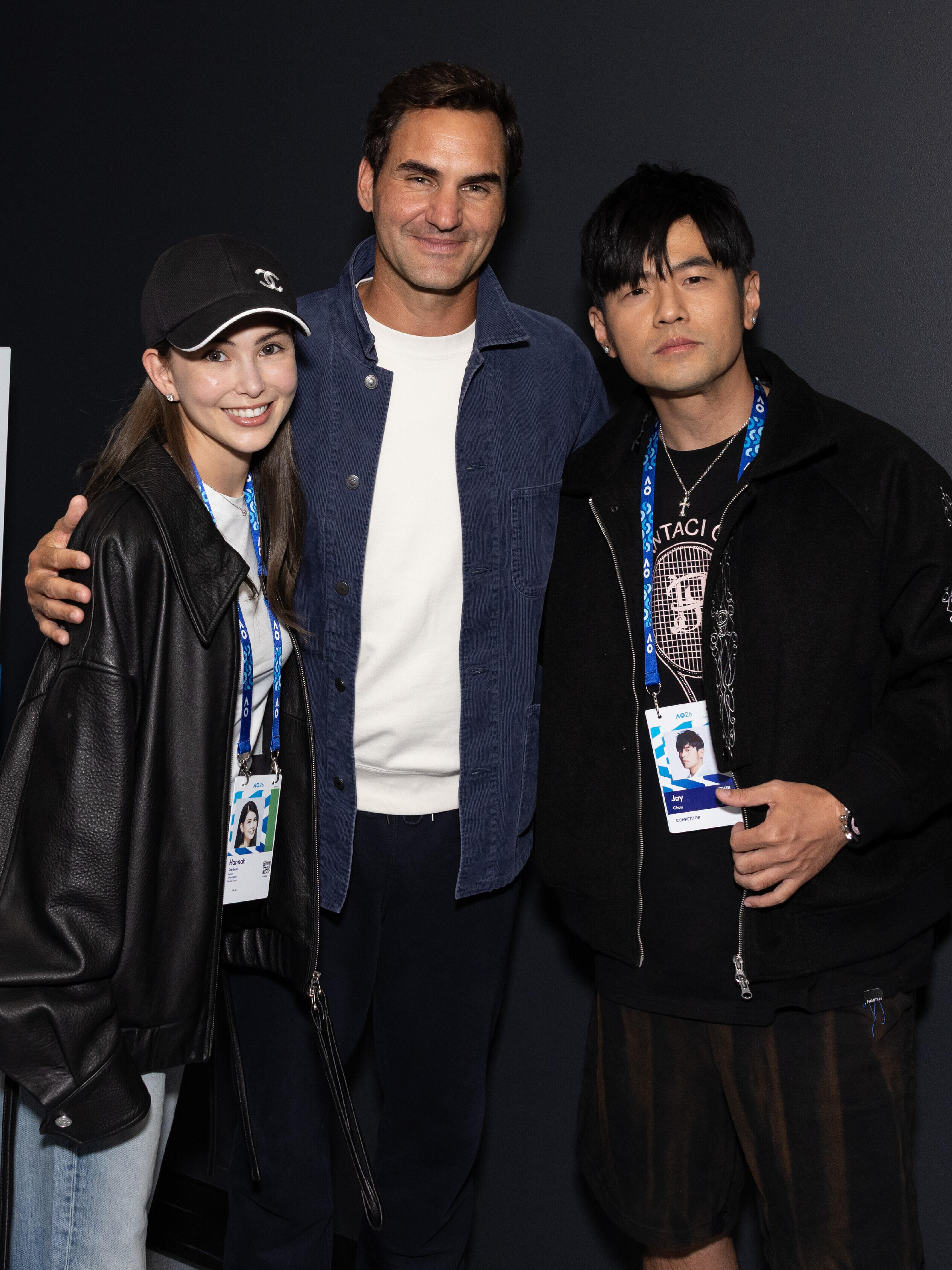 费德勒、周杰伦、昆凌最新合照