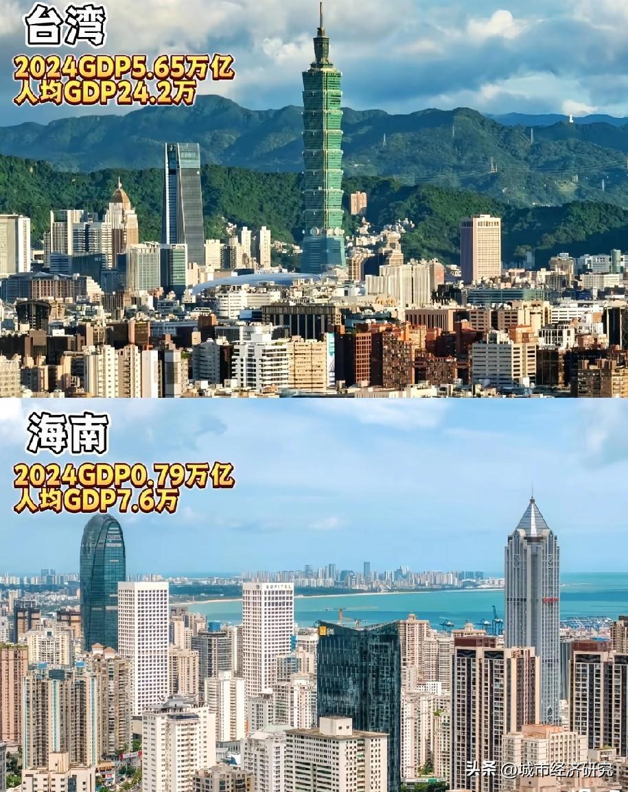 台湾省与海南省2024年经济数据对比情况，台湾省2024年GDP5.65万亿元人