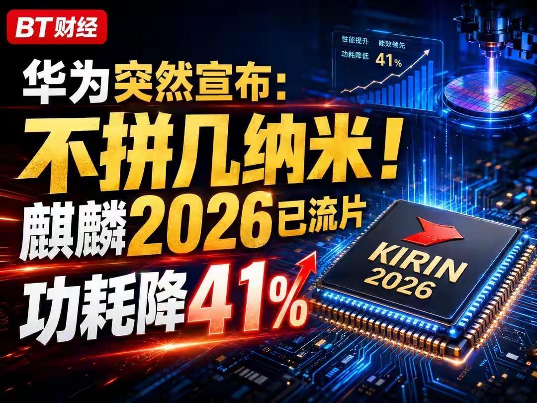 华为突然宣布：不拼几纳米！麒麟2026已流片，功耗降41%很多人还在讨论3纳