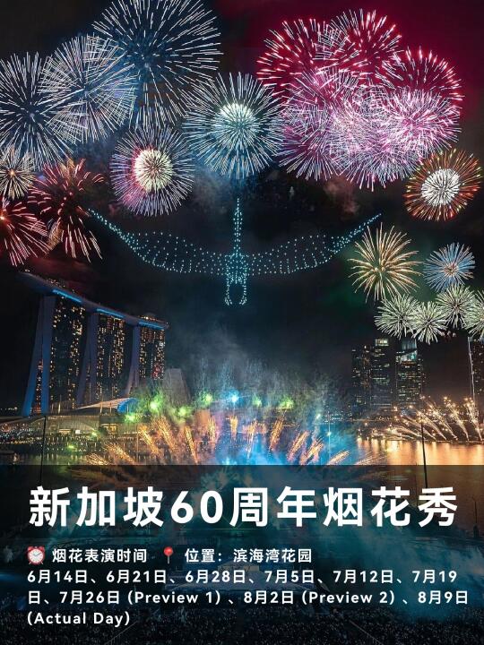 新加坡60周年烟花秀攻略🎆神仙机位速码！