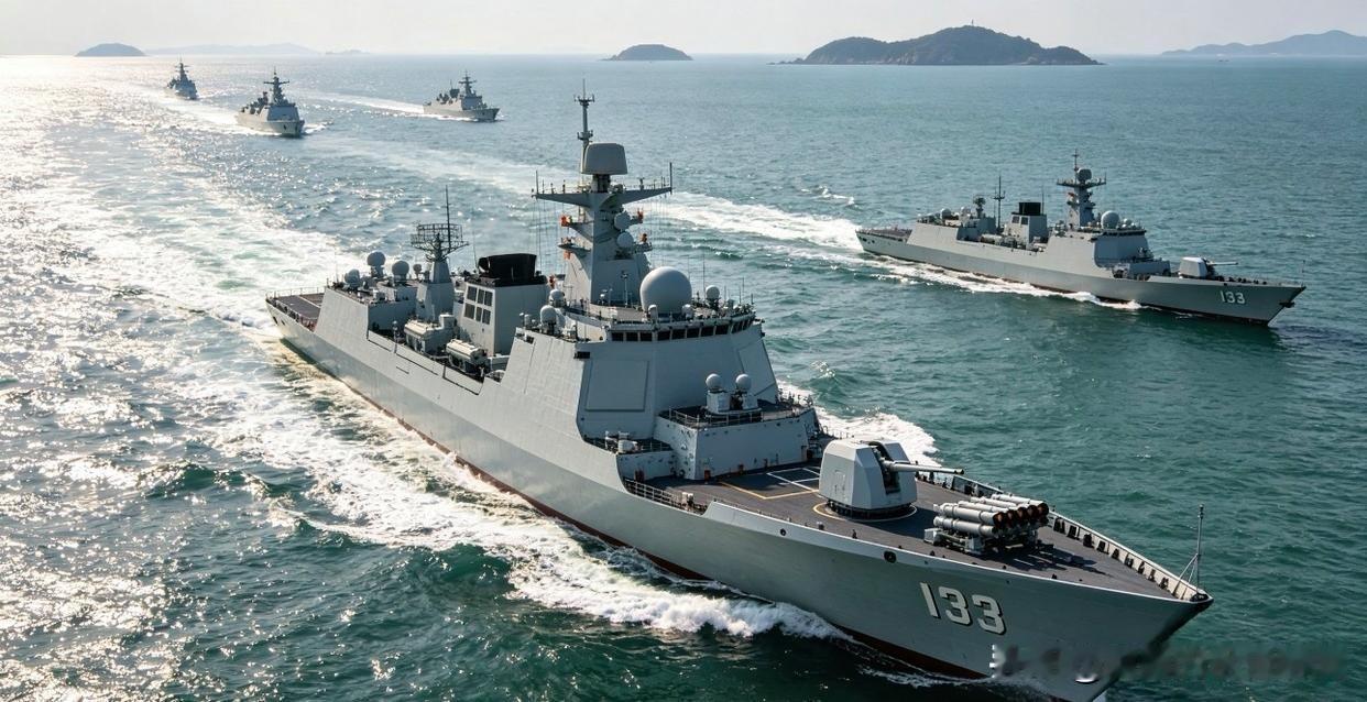 去的很正当，回来更顺畅！据报道，我国海军133舰艇编队穿过横当水道而赴太平