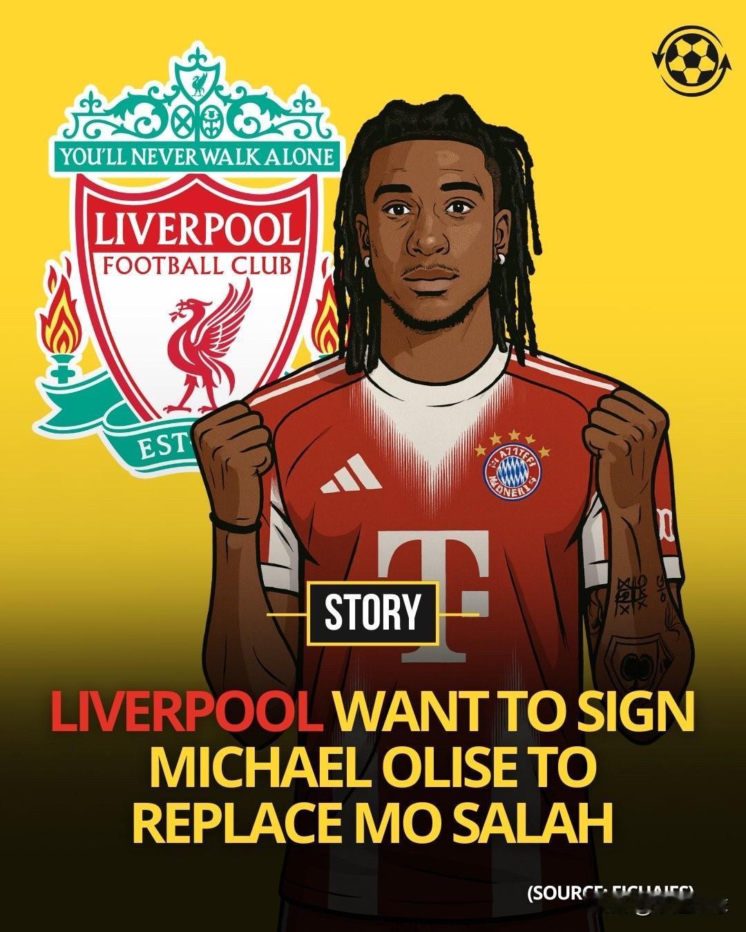 利物浦将拜仁慕尼黑边锋迈克尔·奥利塞视为接替萨拉赫的头号人选，并准备不惜重金签下