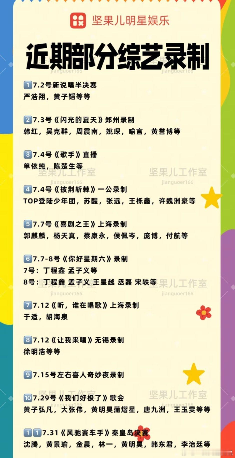 7月综艺录制汇总⏺️​​​