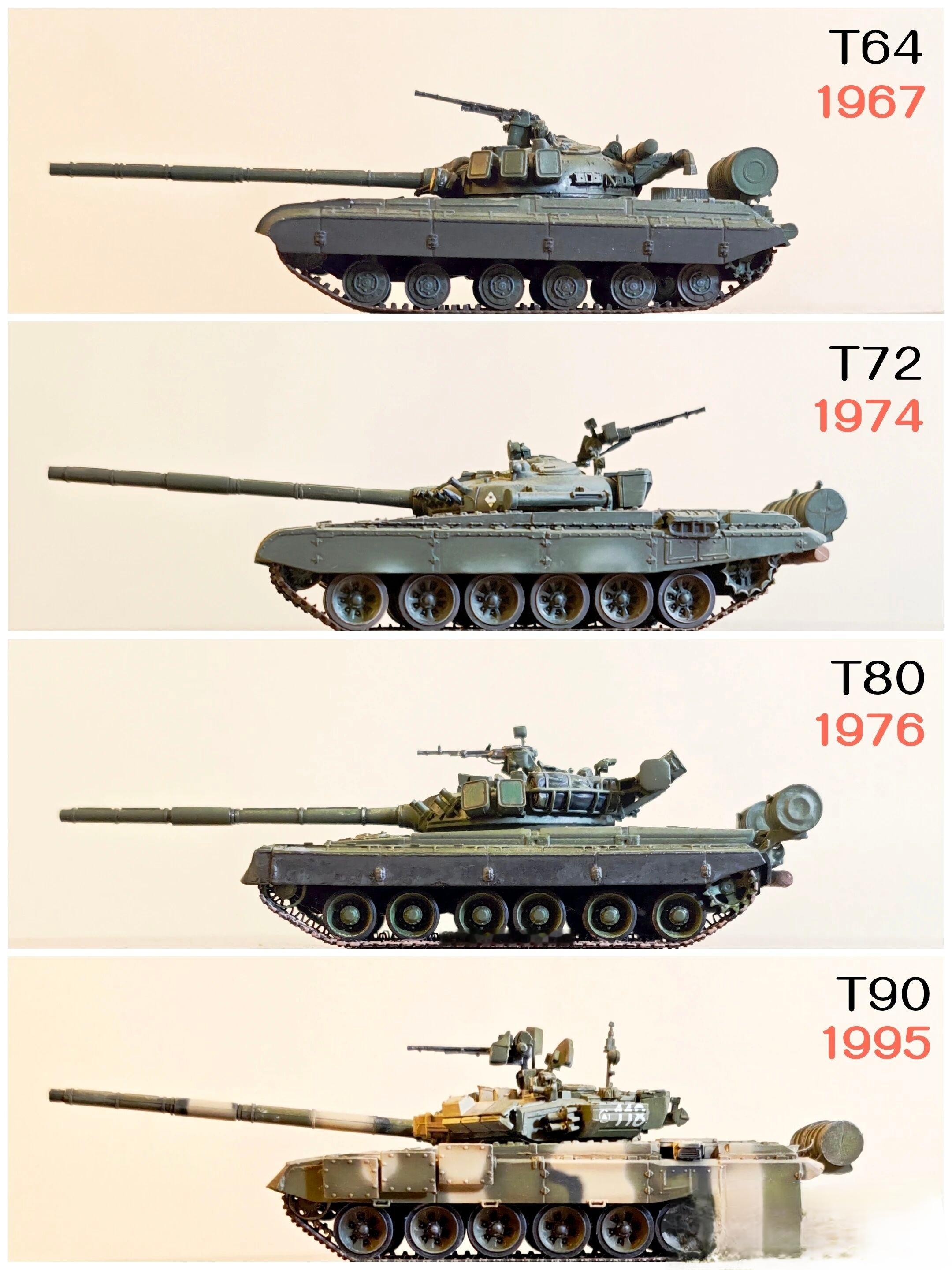 分不清苏系现代主战四大金刚的车长，今天一次性看懂！T-64、T-72、T-80、T-90，这四台经典