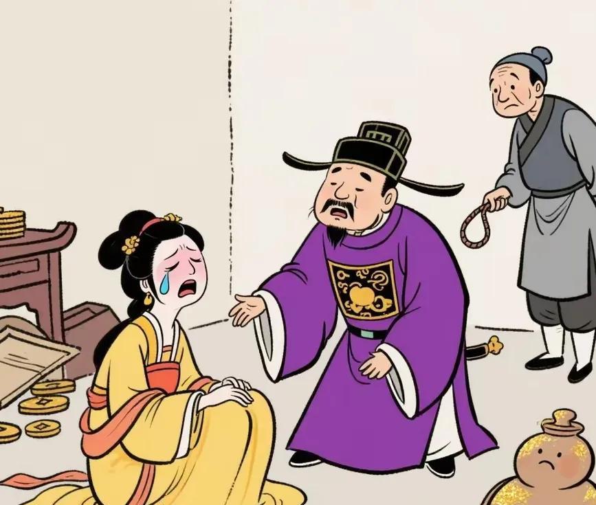 古时，一贪官被罢官抄家，收拾行李时对着哭哭啼啼的小妾拍大腿：“别哭！等我回了老家