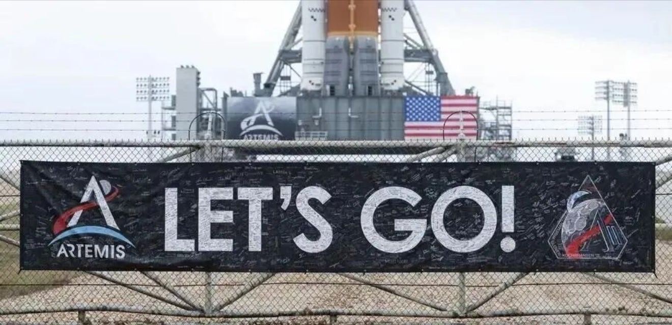 阿尔忒弥斯2号美国🇺🇸载人掠月发射任务，倒计时1小时！航天太空发射