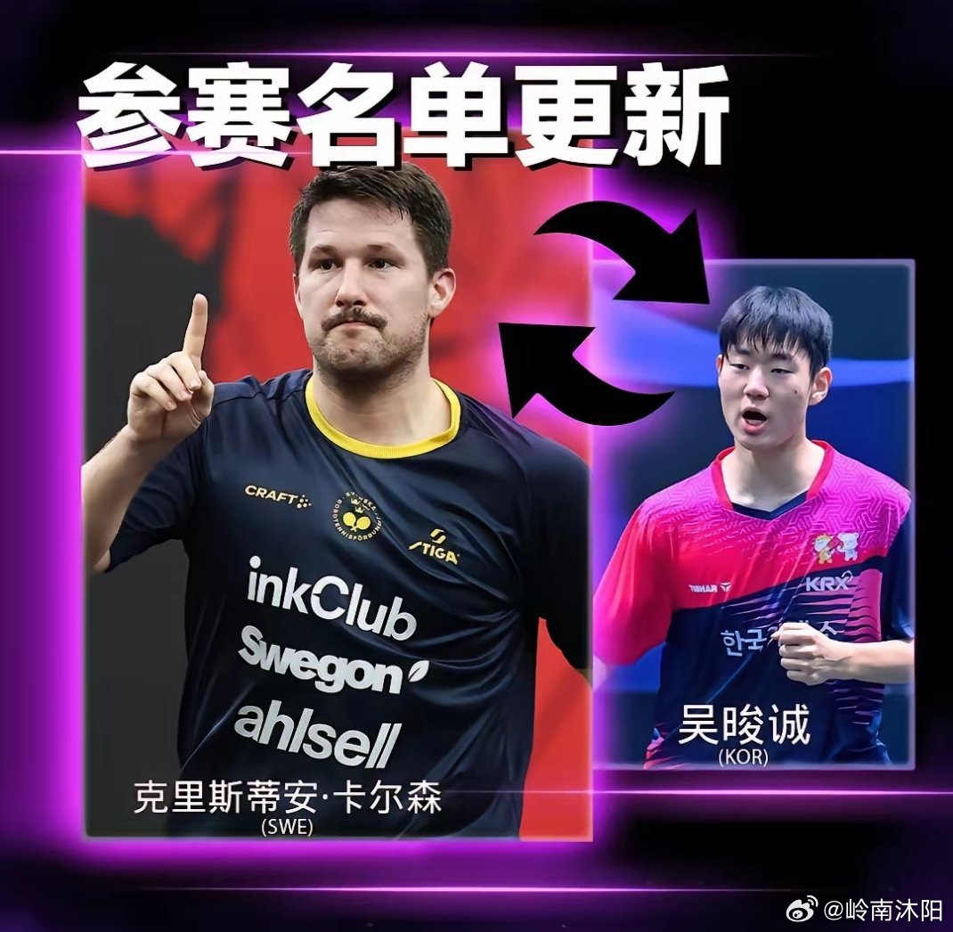 WTT重庆冠军赛近期出现了明显的退赛现象，林诗栋、张禹珍、吴晙诚、伊藤美诚、早田