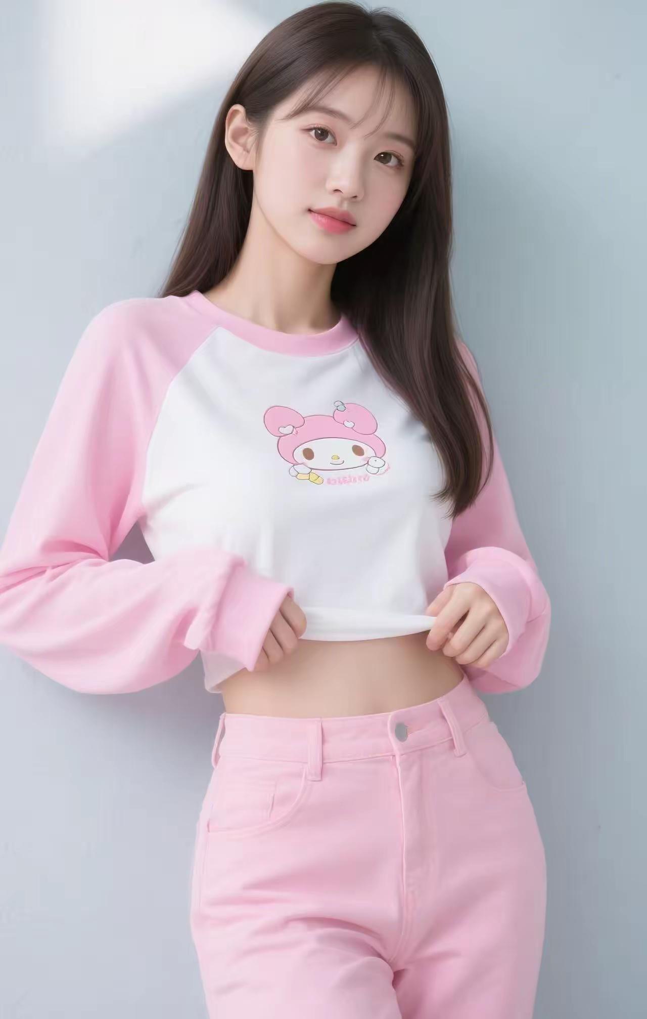 粉衣少女，笑语盈盈。