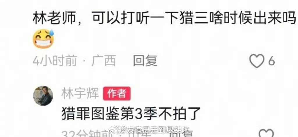 《猎罪图鉴》第三季不拍了，这样也挺好，没有狗尾续貂，第二季也播得不错，完美收官林