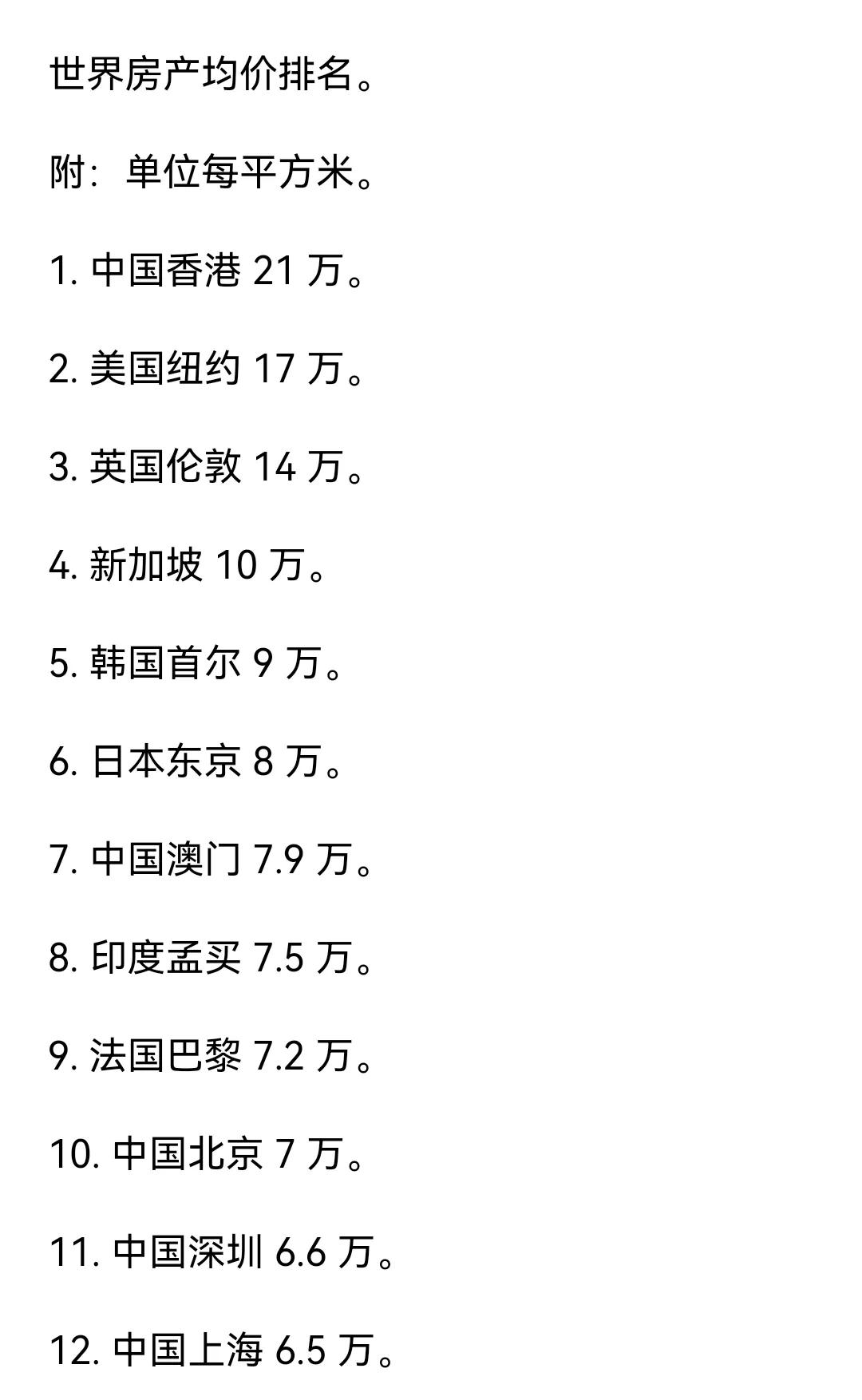 房价泡沫巨大的实际就是我们的一线城市，而作为三四线城市房价只有三四千一平米，基本