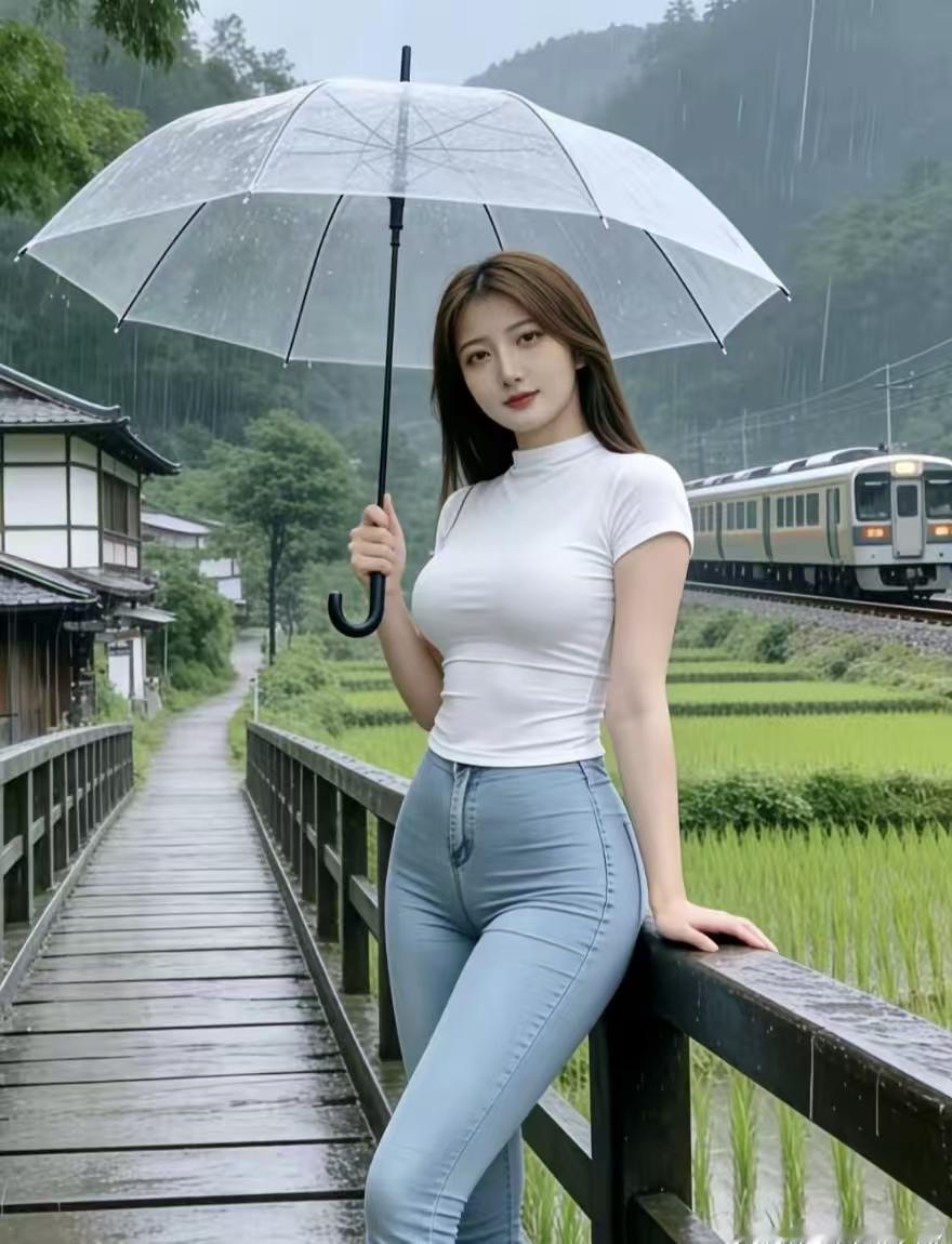 捣练子·春雨观景车影驰，雨丝绵。山水清妍入眼边。撑伞闲观风物好，一腔幽趣