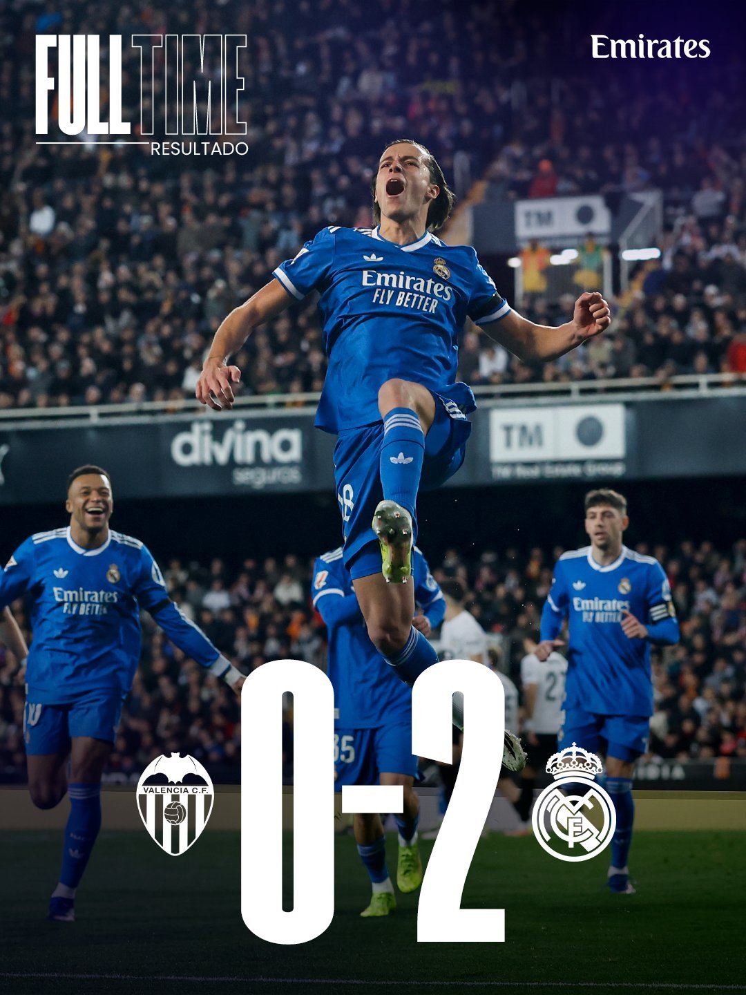 #瓦伦西亚0比2皇马##皇马西甲七连胜#西甲第23轮，瓦伦西亚坐镇主场梅斯塔利