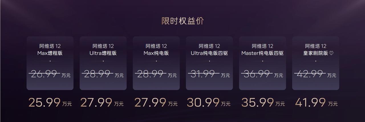 阿维塔122025款焕新升舱，这回增程版价格来到25.99万元，纯电版27.9