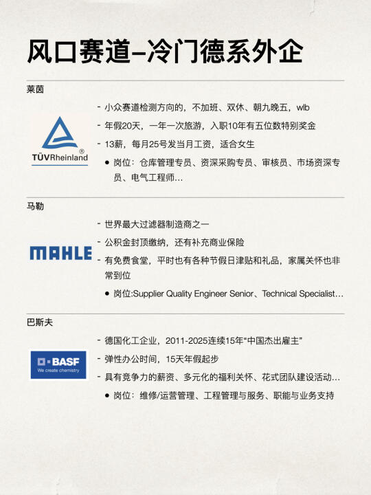 背景一般的，都去试试冷门德国外企
