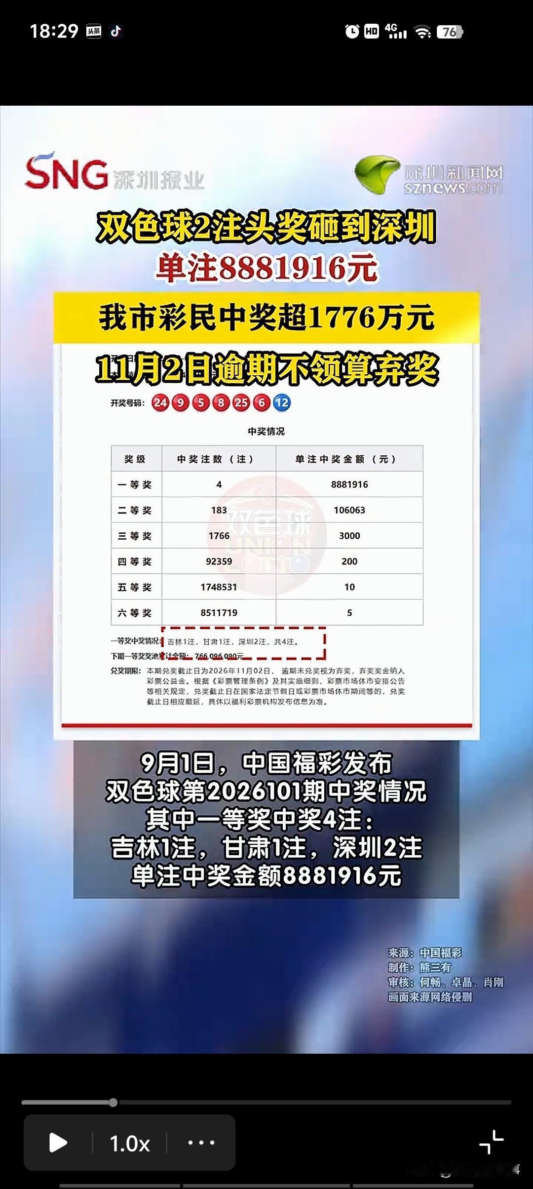 全网都在羡慕深圳彩民双色球中了1776万，却没人注意这期开奖号码有多邪门。双