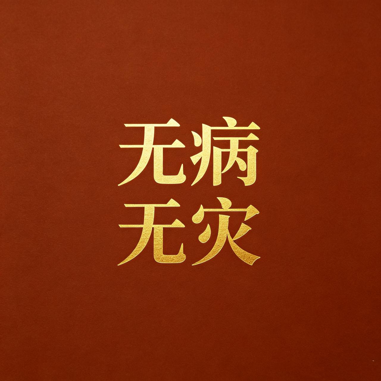 今日为家人写下四个字：“无灾无病”。不求大富大贵，也不盼风光无限，只愿父