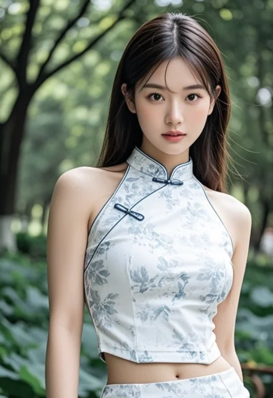 公园偶遇旗袍美人，你会停下脚步拍照吗？