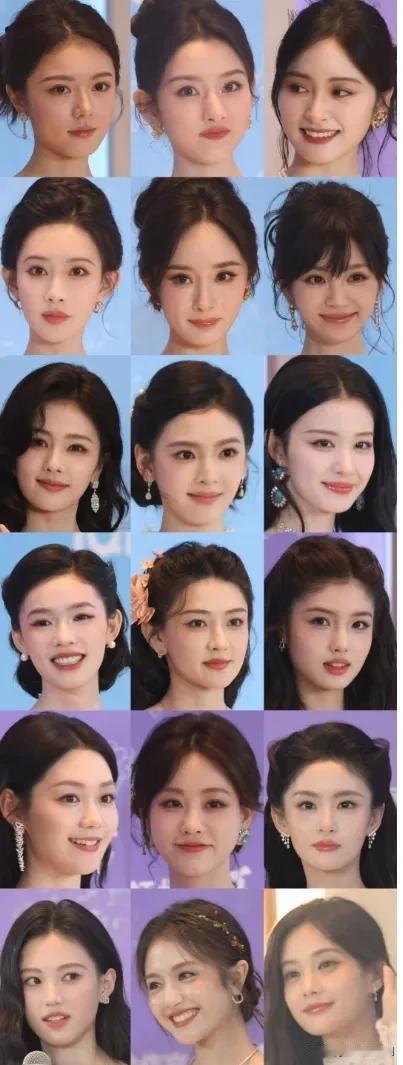 尖叫之夜红毯女明星怼脸生图，分别是杨幂、白鹿、田曦薇、宋祖儿、孟子义、李一桐、赵