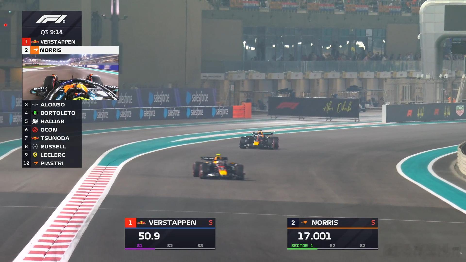 角田没跑第一个计时圈，就回P区了，看来是准备给潘子拉尾流了！F12025F1阿布