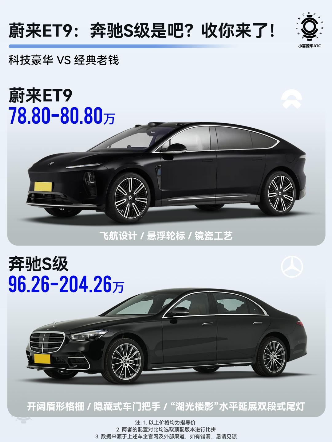说真的，奔驰S级不比蔚来ET9差！又是一组经典对比，国产科技豪华里的杰出代表——