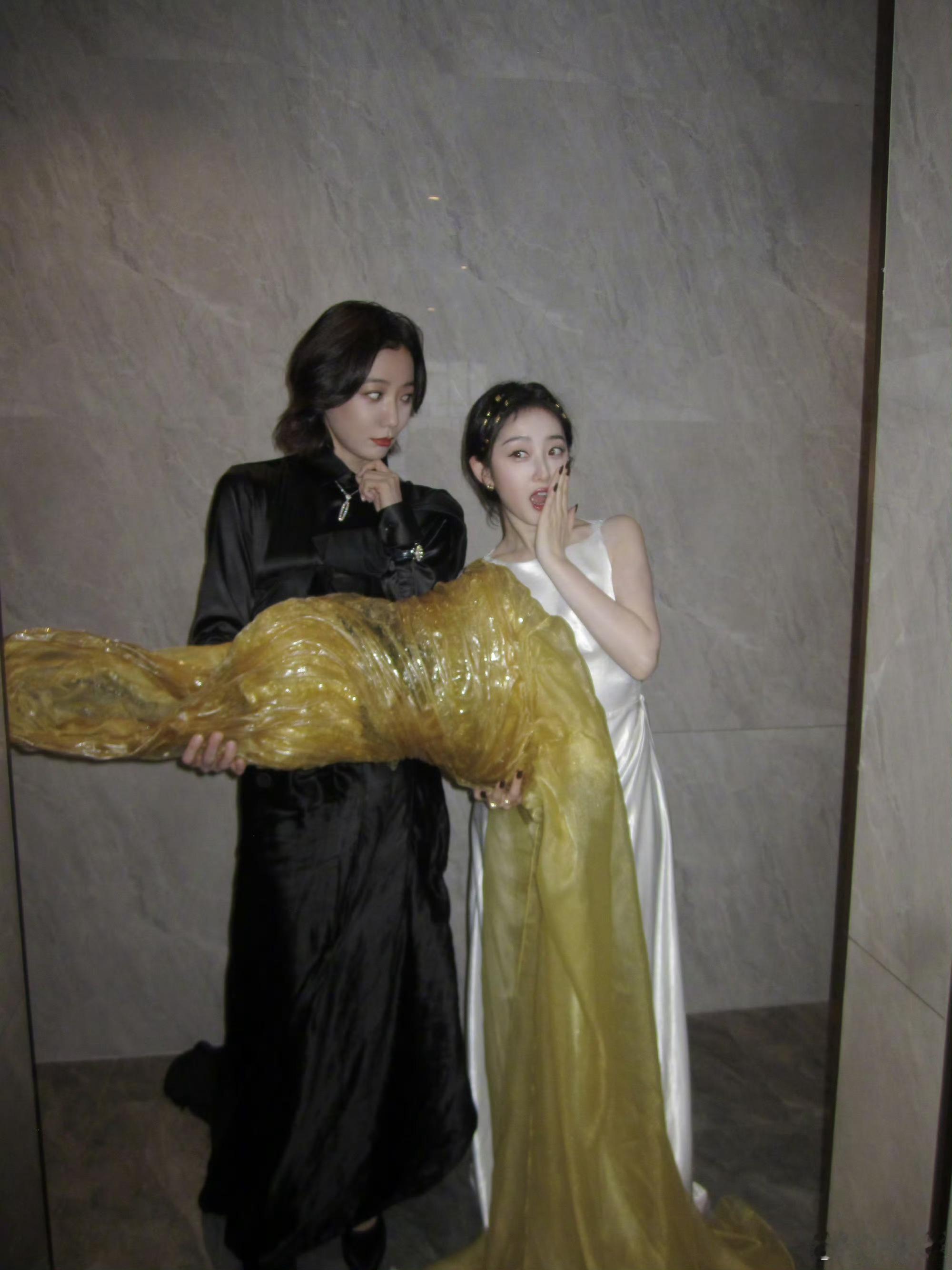 蒋梦婕王珞丹同框合照，两个大美女一黑一白，真的好养眼啊