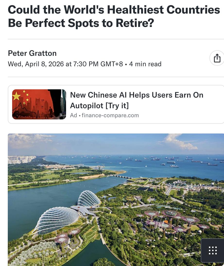 外媒：据世界卫生组织数据，日本人均预期寿命最长（84.5岁），其次是新加坡（83