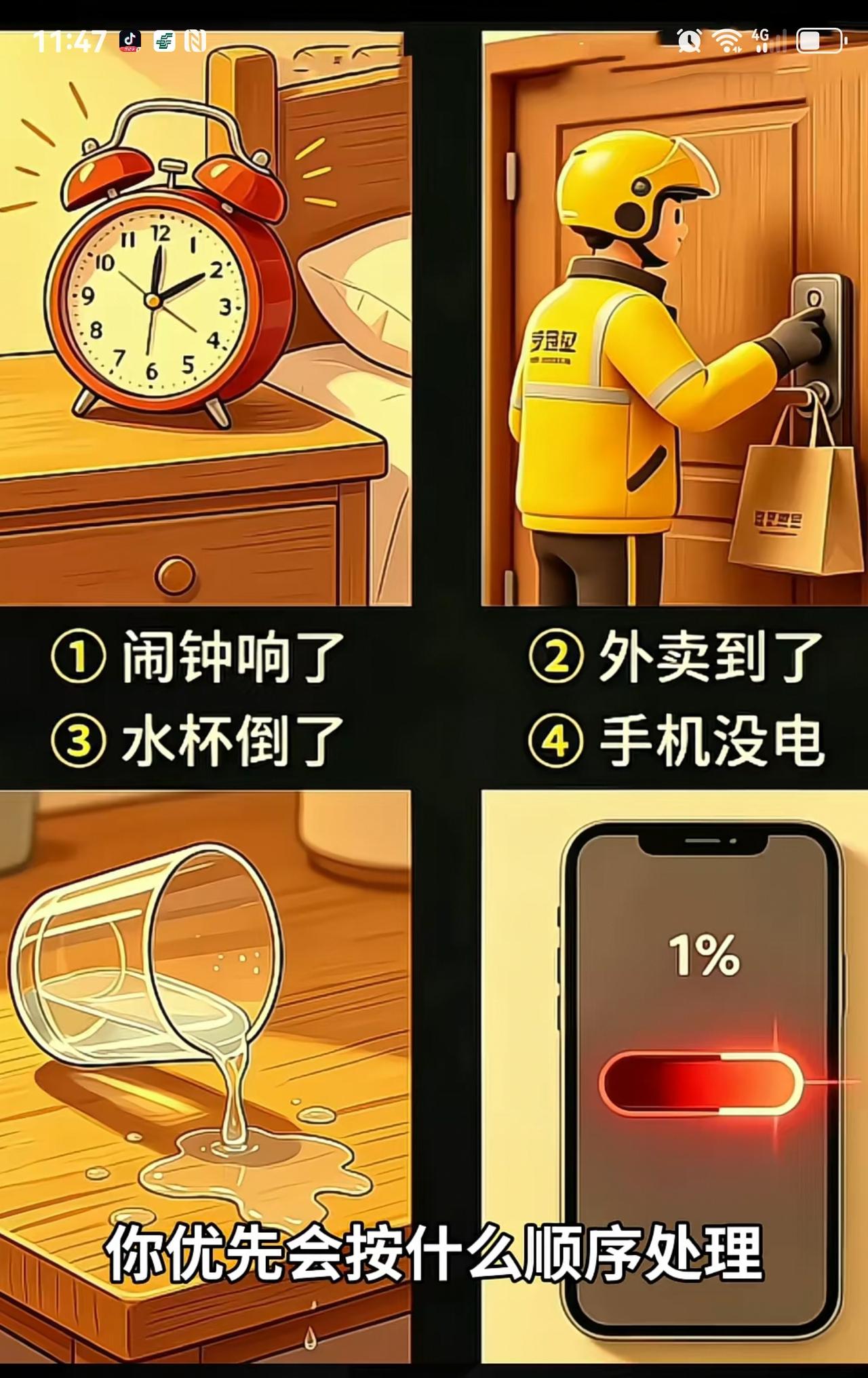 四件事情同时发生，你会按照什么顺序处理呢？心理学会依此分析出你的性格底色！1