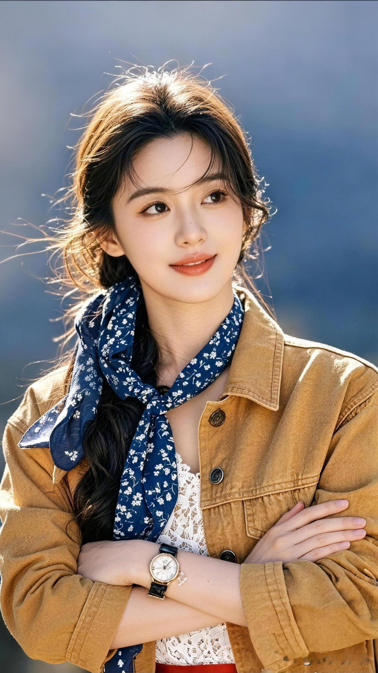 秋日穿搭指南：复古牛仔外套+印花围巾，轻松出街！🍂👗👠怎样穿搭能显示出温柔