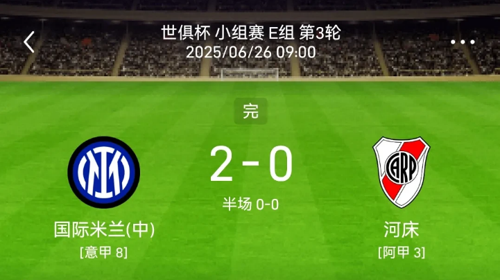 随着国米2：0完胜河床，昨天还在笑话博卡的河床球迷也闭上了嘴！至此，世俱杯令