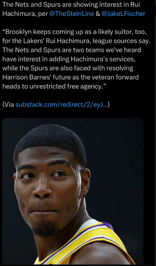 MarcStein报道，篮网队与马刺队均有意八村塁！“联盟消息人士透露，篮网