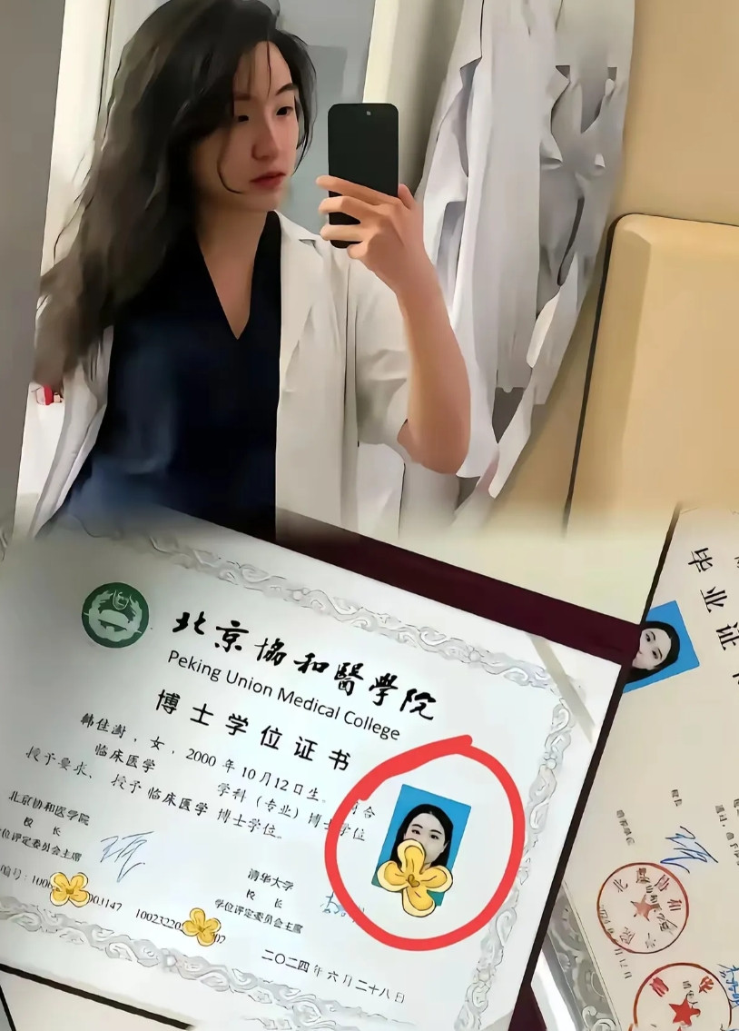 韩佳澍15岁就考上了多伦多大学，19岁进了协和医院4+4，23岁就拿到医学博士学