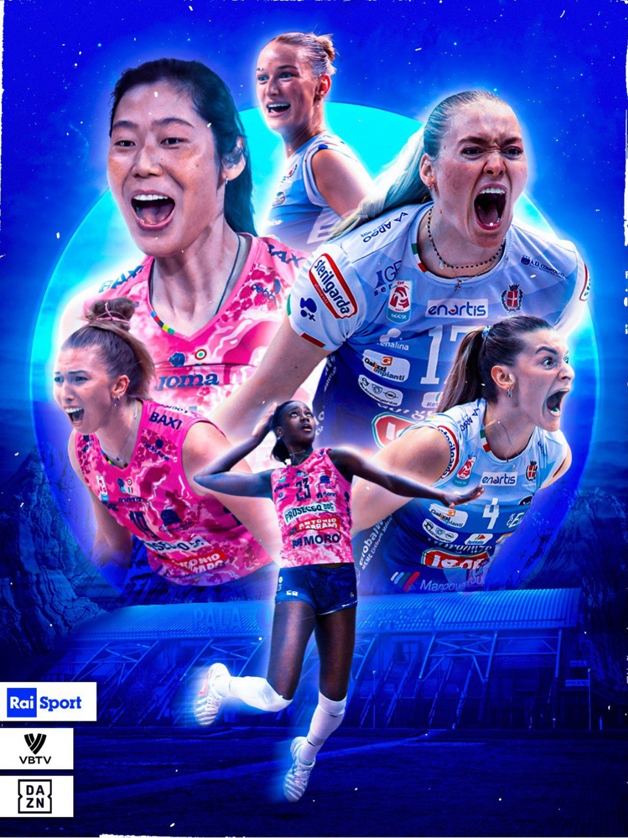 意甲官方和科内利亚诺联合发布第二回合海报！科内这边是朱婷、法尔和西拉！朱婷