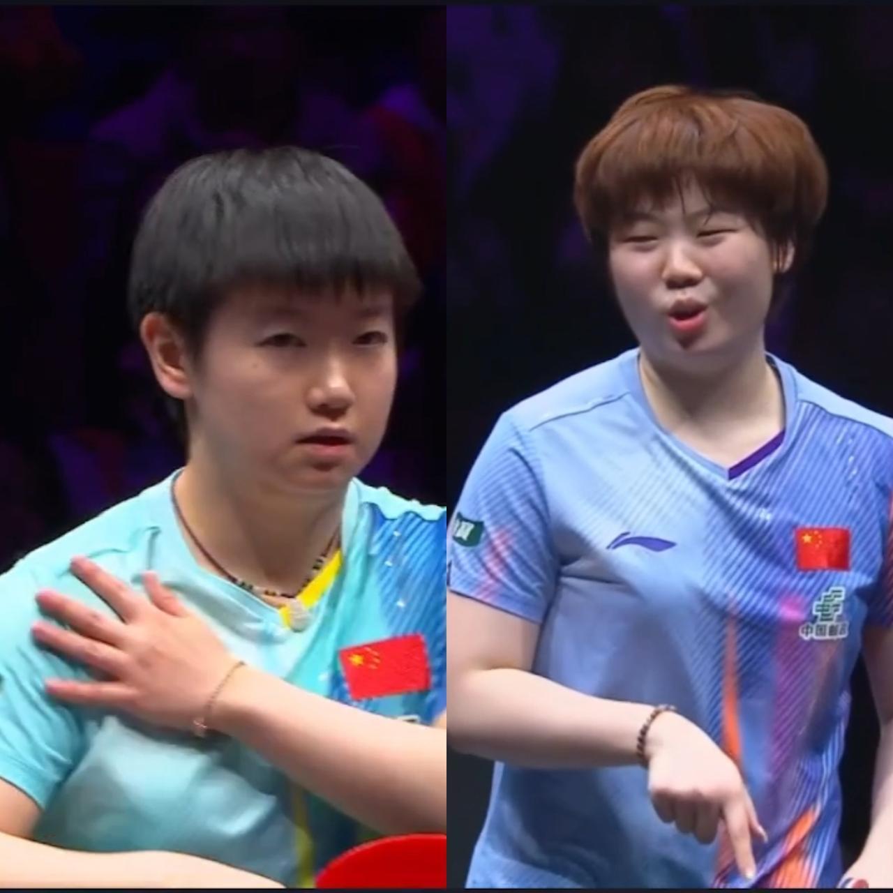 想不到孙颖莎2－4不敌蒯曼无法晋级四强，而且蒯曼手臂和大腿都贴了肌贴的，比赛途中