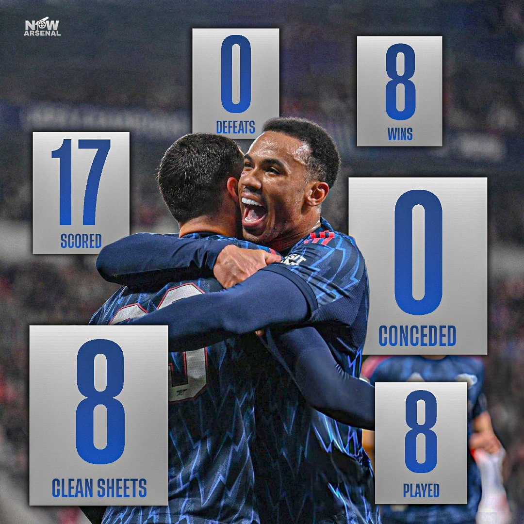 阿森纳在各项赛事中已经连续八场零封对手。枪手们追平了他们在1903年创下的连续八