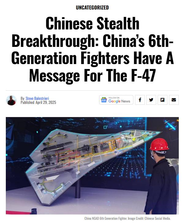 美媒急疯了？美国《1945》网站连续发文，炒作歼-50是美国六代机F-47的仿制