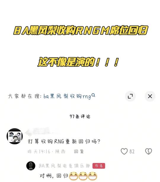 这不像是演的！！！（哈哈）BA黑凤梨收购RNGM席位重回KPL，你们期待吗？