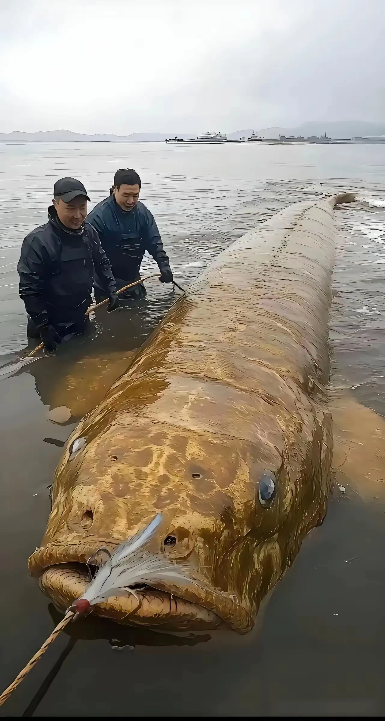 两位大哥需要帮忙不？这么大怎么吃，刀都不知道怎么下了吧！