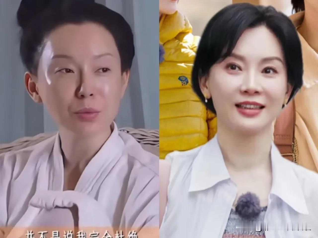 陈数的素颜长这样，皮肤很好但是眼睛不大，看起来不太年轻了，原来她素颜与化妆的样子