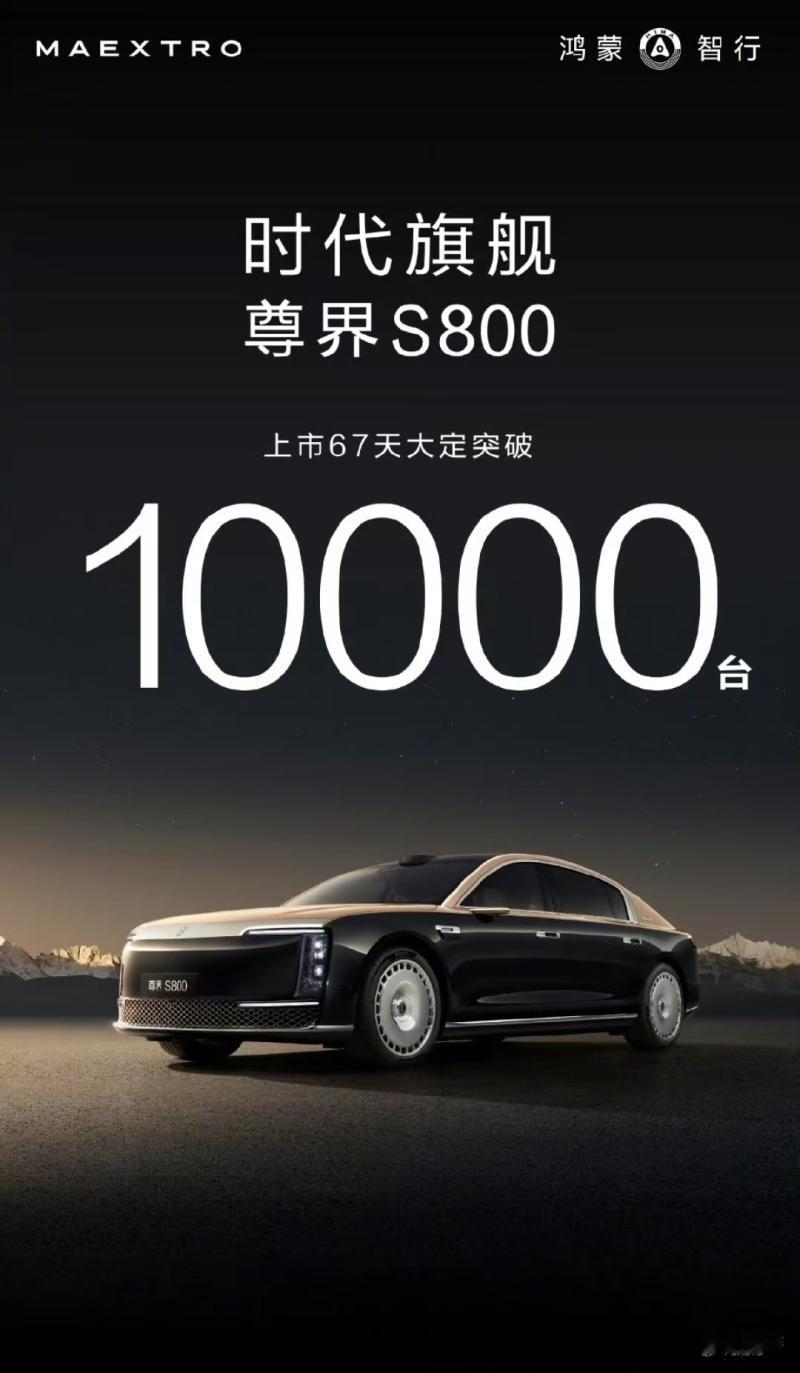 尊界S800上市67天，大定量直接突破10000台，这速度在70