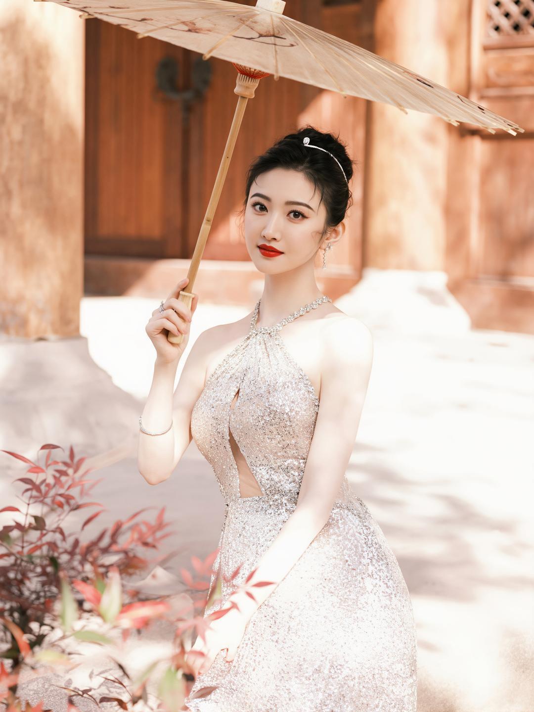 景甜挂脖礼服大片，肩颈微露性感而优雅，贵气尽显！[赞][赞][送