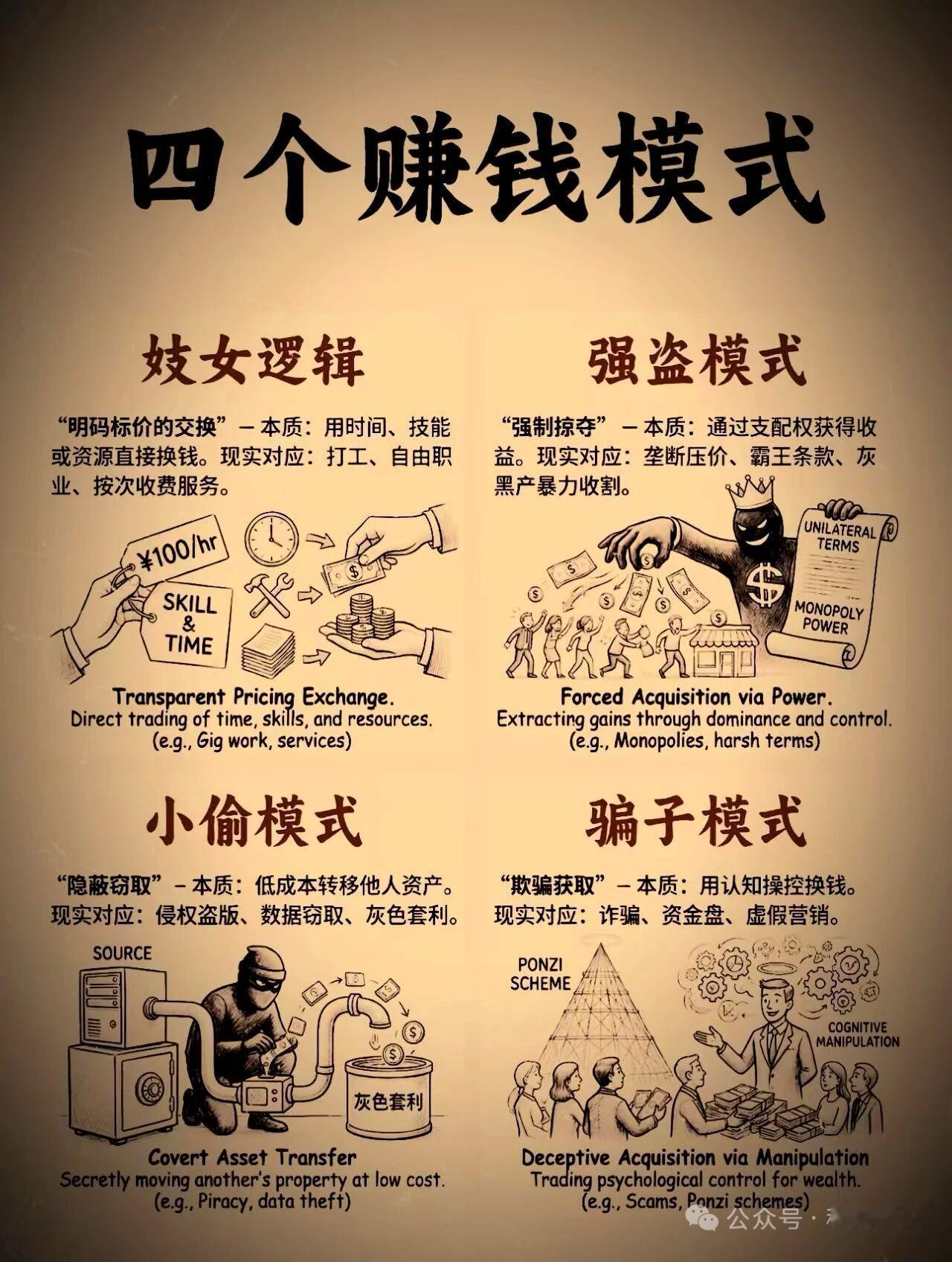 看透商业世界的底层逻辑：四种赚钱模式，决定你财富的天花板在商业世界里，赚钱从