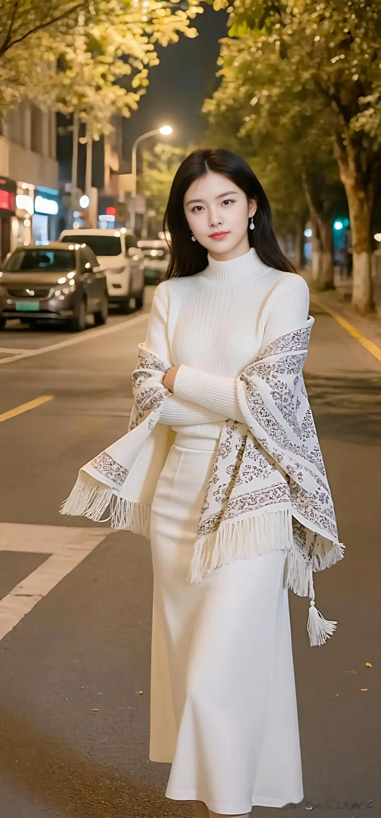 张京的这套衣服配披肩太有气质了