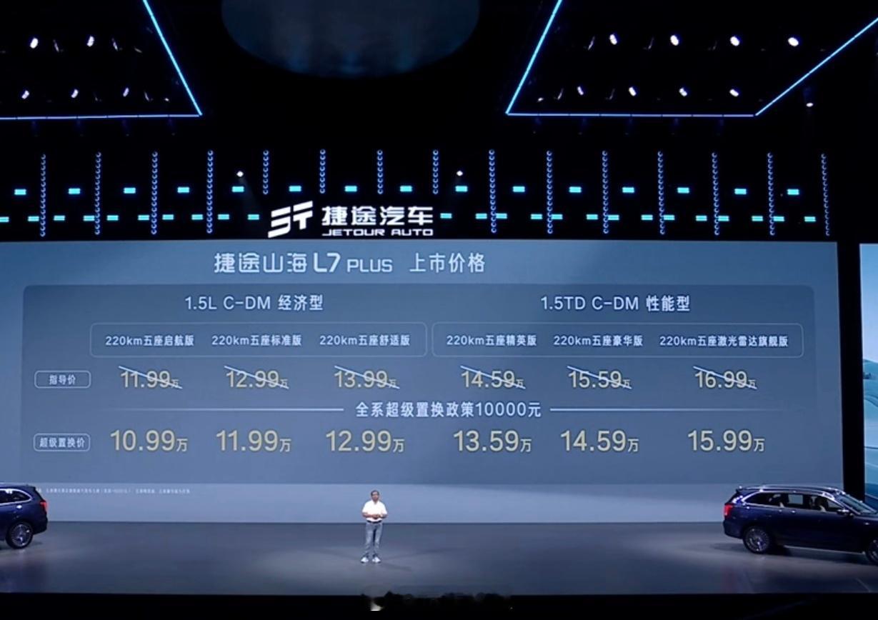 10.99-15.99万的捷途山海L7Plus价格挺不错搭载了一套C-DM混动系