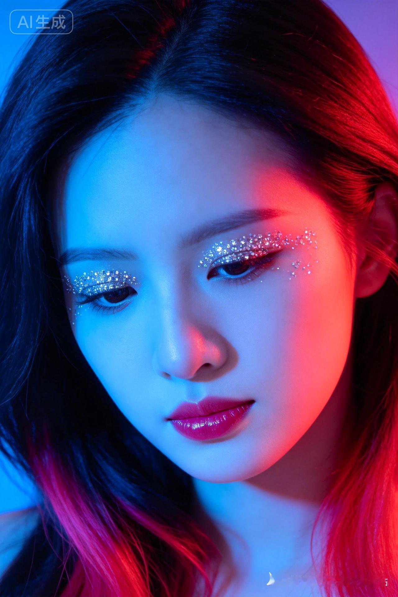 梦幻蓝紫色调，闪耀眼妆，未来感十足！💫✨