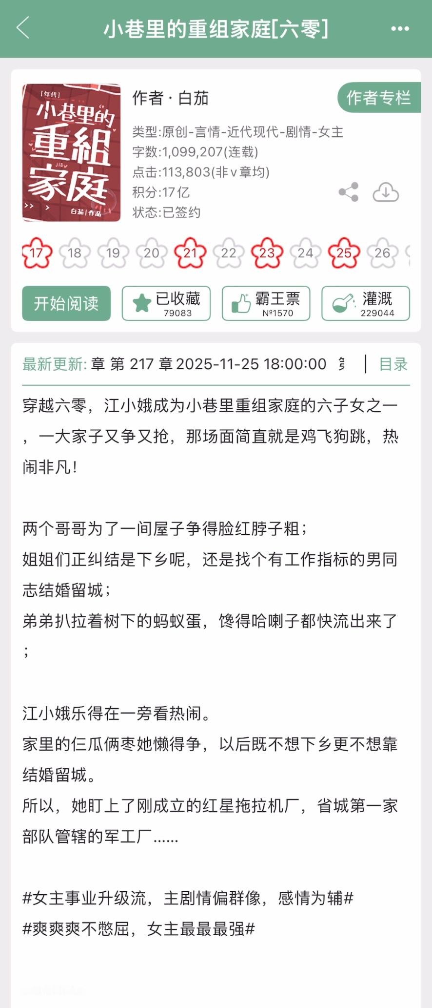 白茄的《小巷里的重组家庭》完结啦！年代文➕群像，女主事业升级流，主剧情，
