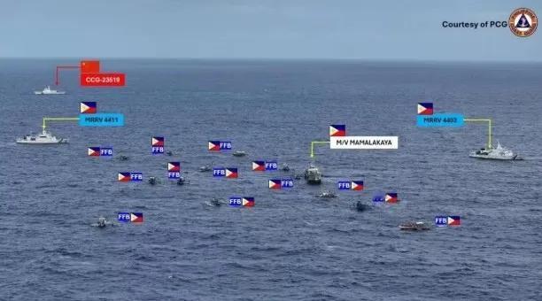 菲律宾多艘公务船分别前往黄岩岛和仙宾礁附近海域滋事挑衅未能得逞！根据菲媒《每日