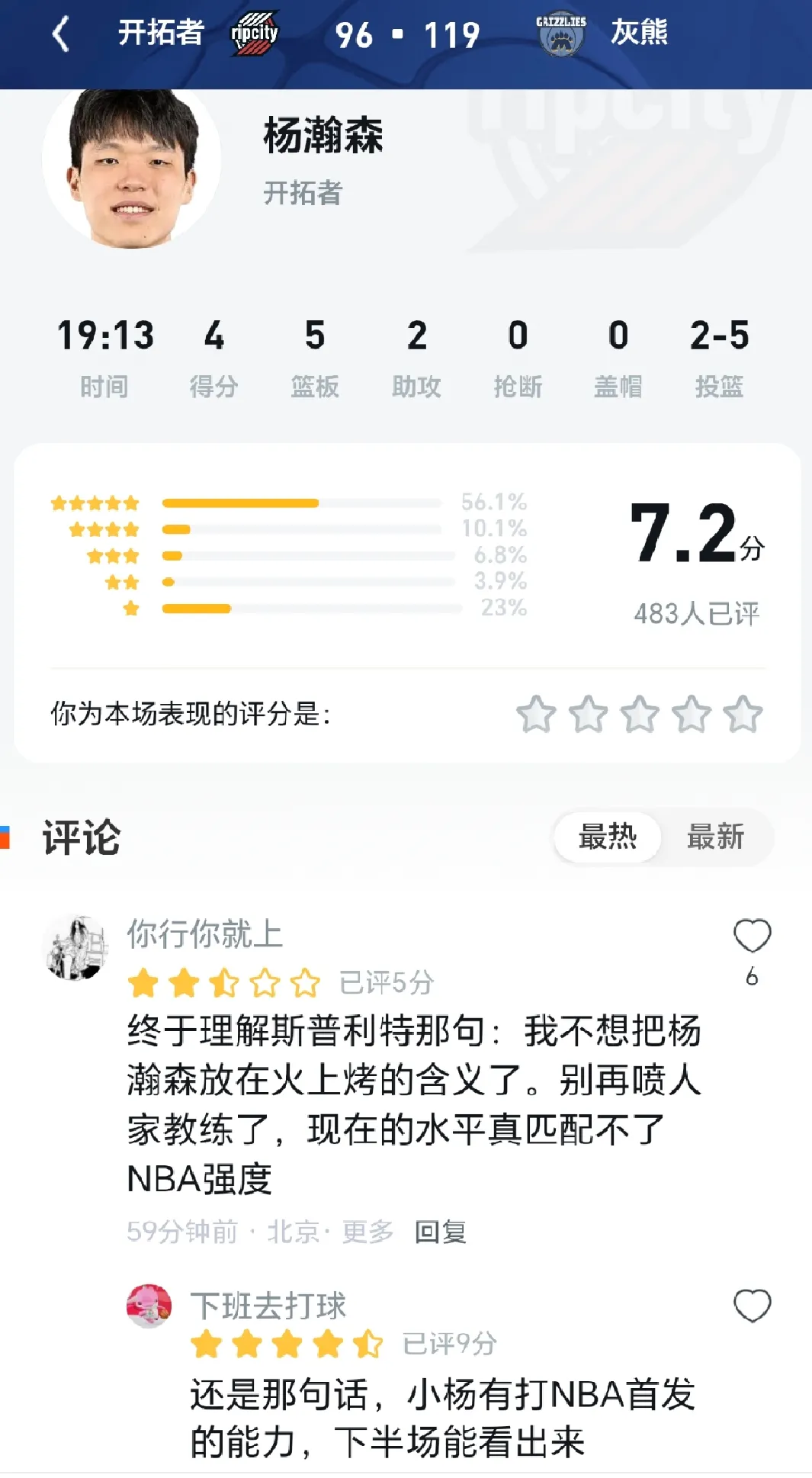  UC直播间的黑子说杨瀚森水平匹配不上NBA首发强度？