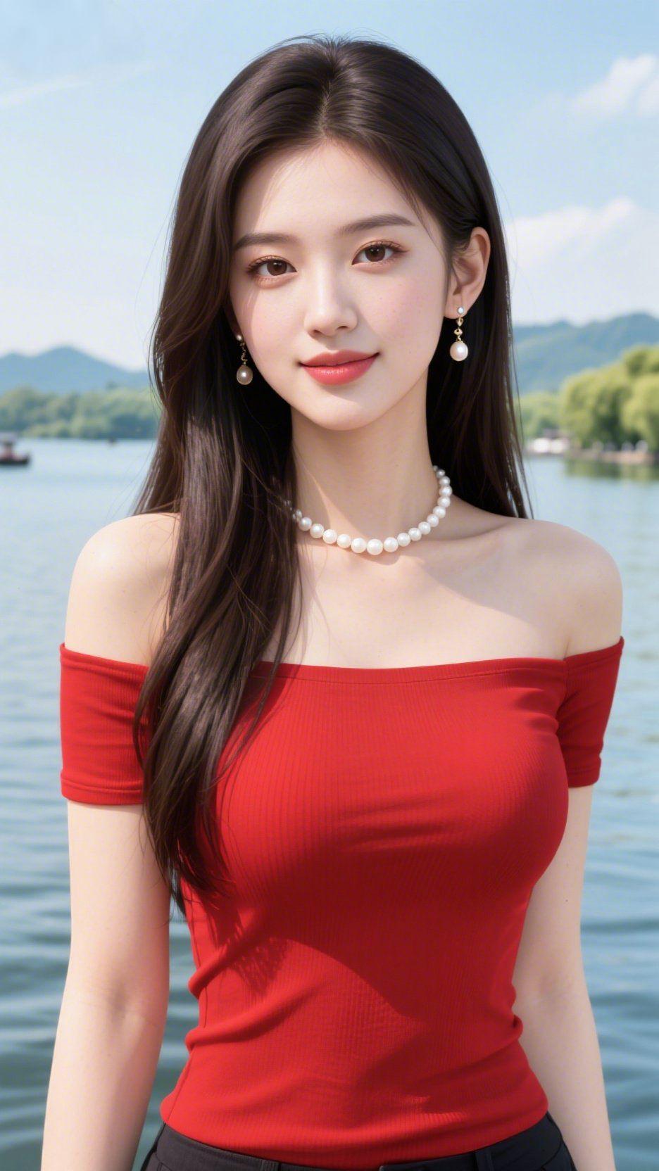 湖光山色入画来晴光漫洒，一汪碧水澄澈如镜，微风轻拂，湖面漾开细碎灵动的涟漪