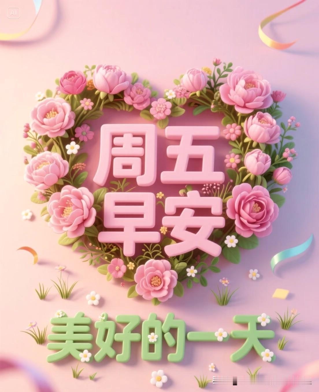 周五早安！愿你今天心情轻松，事情顺顺当当，下班快乐加倍。[比心][比心]​早