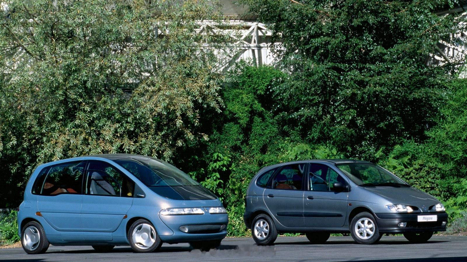 初代雷诺风景和它的概念车前辈。咋说呢，除了名字之外，这俩车好像毫不相关的样子雷诺